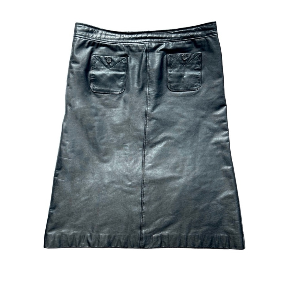 filippa k genuine leather skirt wirh  front pockets black size large pencil